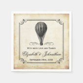 ヴィンテージ熱気球のコレク結婚ション スタンダードカクテルナプキン (正面)
