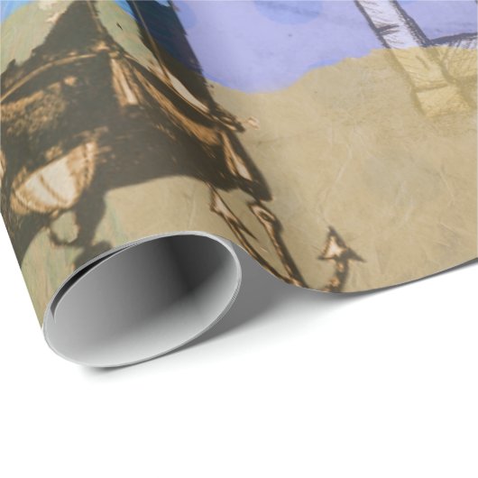 ヴィンテージ熱気球の父の日のコラージュ ラッピングペーパー (ロールコーナー)