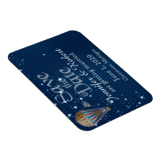 ヴィンテージ熱気球の結婚式の日付を保存 マグネット (右側)