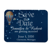 ヴィンテージ熱気球の結婚式の日付を保存 マグネット (横)