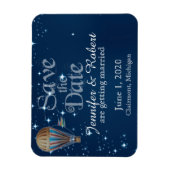 ヴィンテージ熱気球の結婚式の日付を保存 マグネット (縦)