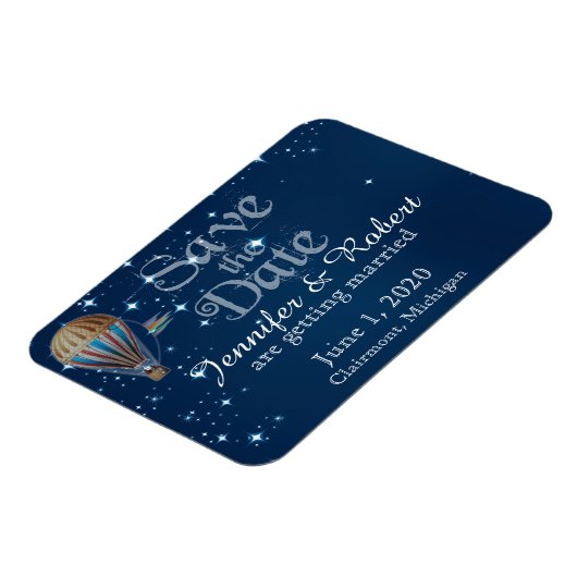 ヴィンテージ熱気球の結婚式の日付を保存 マグネット (左側)