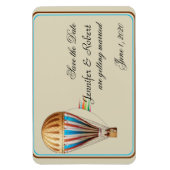 ヴィンテージ熱気球の結婚式の日付を保存 マグネット (縦)