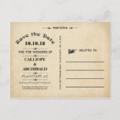 ヴィンテージ熱気球の結婚式の日付を保存 案内ポストカード (裏面)