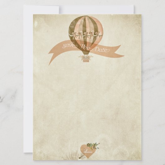 ヴィンテージ熱気球の結婚式の日付保存 セーブザデート (裏面)