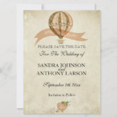 ヴィンテージ熱気球の結婚式の日付保存 セーブザデート (正面)