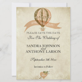 ヴィンテージ熱気球の結婚式の日付保存 セーブザデート