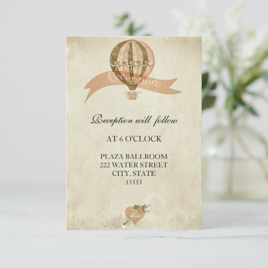 ヴィンテージ熱気球ウェディングレセプションカード 招待状 (スタンド正面)