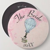 ヴィンテージ熱気球カスタマイズ可能な文字結婚 缶バッジ (正面&裏面)