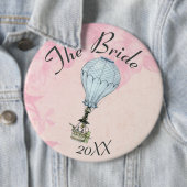 ヴィンテージ熱気球カスタマイズ可能な文字結婚 缶バッジ (インサイチュ)
