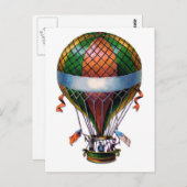 ヴィンテージ熱気球スチームパンク葉書 ポストカード (正面/裏面)