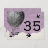 ヴィンテージ熱気球テーブル番号 ポストカード (正面/裏面)
