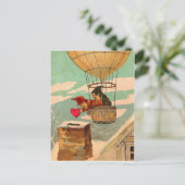 ヴィンテージ熱気球バレンタインハガキ シーズンポストカード (スタンド正面)
