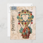 ヴィンテージ熱気球バレンタインポストカード シーズンポストカード (正面/裏面)