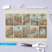 ヴィンテージ熱気球パターンの切り離し 薄葉紙 (クラフト)