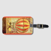 ヴィンテージ熱気球ビクトリアンイラストレーション ラゲッジタグ (正面横)