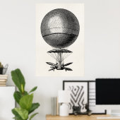 ヴィンテージ熱気球レトロ飛行船旧気球 ポスター (ホームオフィス)