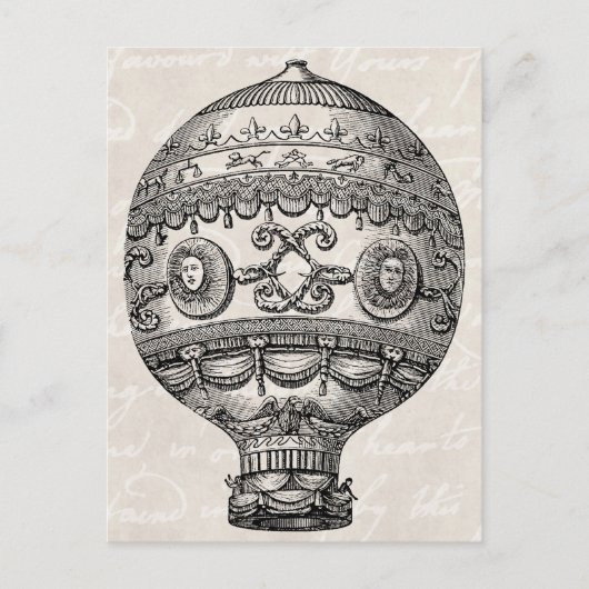 ヴィンテージ熱気球レトロ飛行船旧気球 ポストカード (正面)