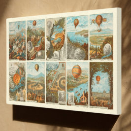 ヴィンテージ熱気球収集カードパターン キャンバスプリント