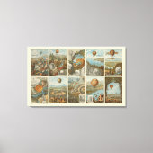 ヴィンテージ熱気球収集カードパターン キャンバスプリント (正面)