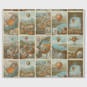 ヴィンテージ熱気球収集カードパターン ラッピングペーパー (フラット)