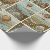 ヴィンテージ熱気球収集カードパターン ラッピングペーパー (角)