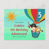 ヴィンテージ熱気球子供の誕生日葉書 インビテーションポストカード (正面)