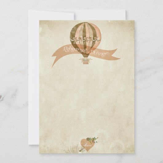 ヴィンテージ熱気球結婚のリハーサル 招待状 (裏面)