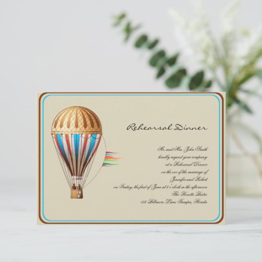 ヴィンテージ熱気球結婚のリハーサル 招待状 (スタンド正面)