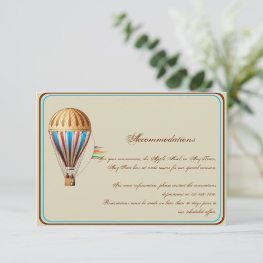 ヴィンテージ熱気球結婚の挿入 エンクロージャーカード (スタンド正面)
