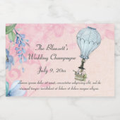 ヴィンテージ熱気球結婚の スパークリングワインラベル (シングルラベル)