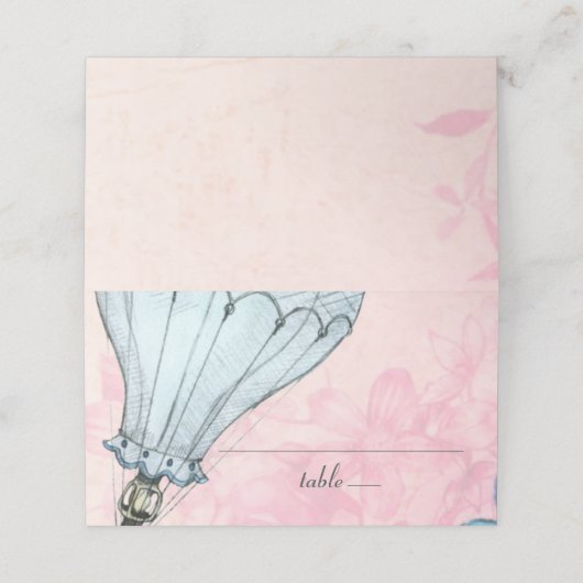 ヴィンテージ熱気球結婚の プレイスカード (外部開封)