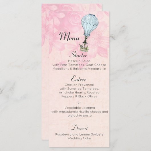 ヴィンテージ熱気球結婚の メニュー (正面/裏面)