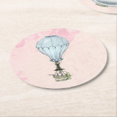ヴィンテージ熱気球結婚の ラウンドペーパーコースター (アングル)