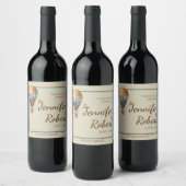 ヴィンテージ熱気球結婚ワインラベル ワインラベル (ボトル)