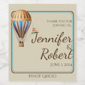 ヴィンテージ熱気球結婚ワインラベル ワインラベル (シングルラベル)