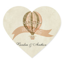 ヴィンテージ熱気球結婚式招待状シール