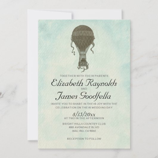 ヴィンテージ熱気球結婚式招待状 招待状 (正面)