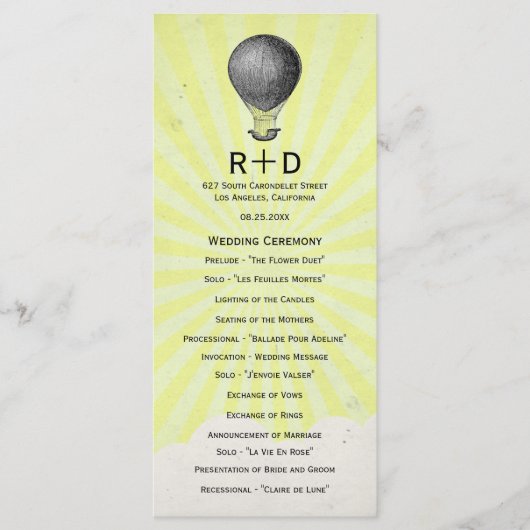 ヴィンテージ熱気球結婚式 プログラム (正面)