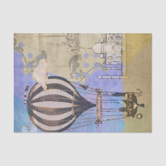 ヴィンテージ熱気球飛行機旅行 薄葉紙 (正面)