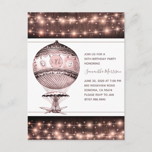 ヴィンテージ熱気球50th誕生日パーティー ポストカード (正面)
