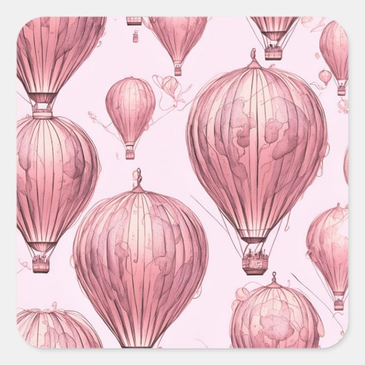ヴィンテージ熱気球 スクエアシール (正面)