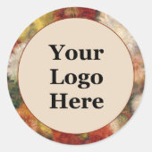 ヴィンテージ燃えたオレンジ色の黄色の白ここにロゴ ラウンドシール (正面)