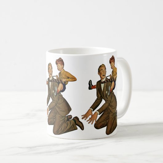 ヴィンテージ父おもしろいの日間抜け父と息子 コーヒーマグカップ (正面右)