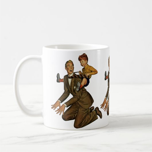 ヴィンテージ父おもしろいの日間抜け父と息子 コーヒーマグカップ (左)