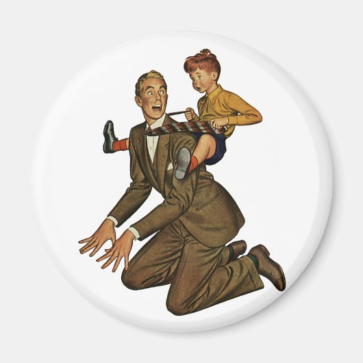 ヴィンテージ父おもしろいの日間抜け父と息子 マグネット (正面)