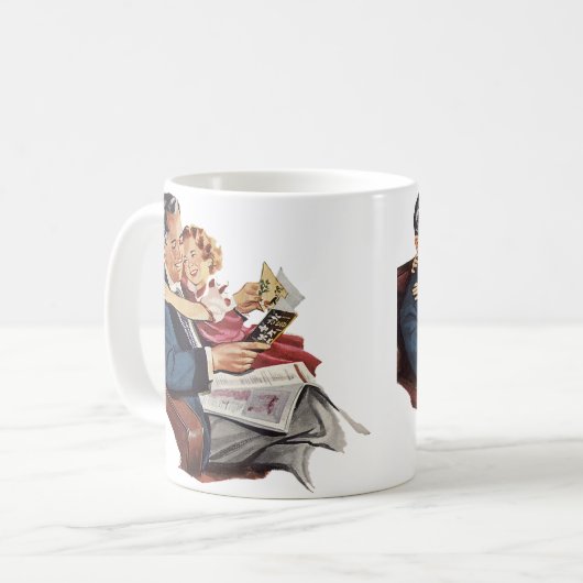 ヴィンテージ父と娘ハッピーパパの日! コーヒーマグカップ (正面左)