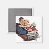 ヴィンテージ父と娘ハッピーパパの日！ マグネット (正面/裏面)