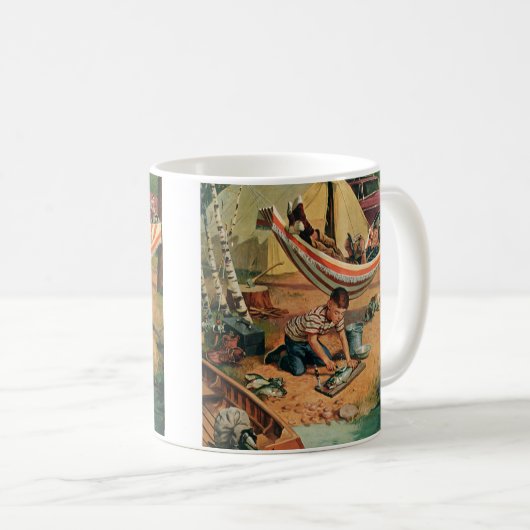 ヴィンテージ父と息子のキャンプ、父の幸せな日 コーヒーマグカップ (正面右)