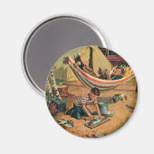 ヴィンテージ父と息子のキャンプ、父の幸せな日 マグネット (正面/裏面)